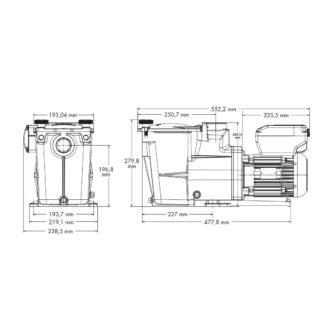 Hayward Super pomp VS afmetingen