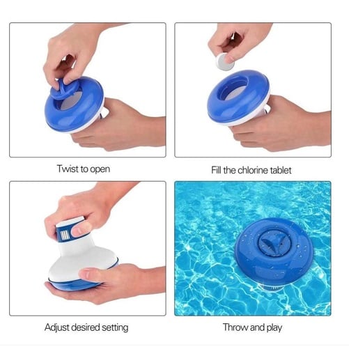 Chlorine tablet in floating skimmer