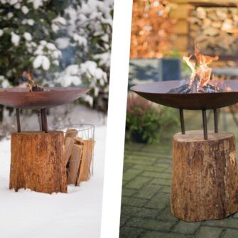 Vuurschaal Logger op houtblok