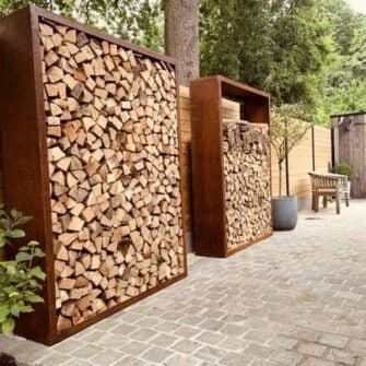 Egura Corten steel wood storage