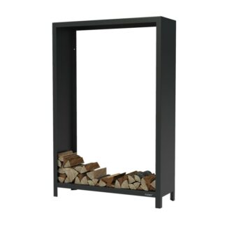 Holzaufbewahrung wandmontiert 180cm schwarz 03