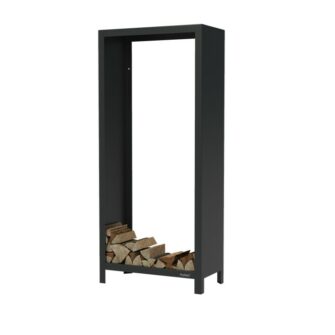 Holzaufbewahrung Wandhalterung 180cm schwarz