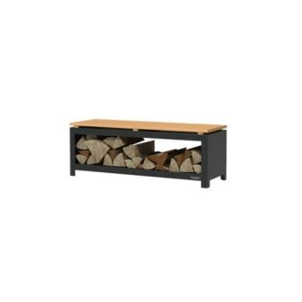 Banc de jardin rangement bois petit noir