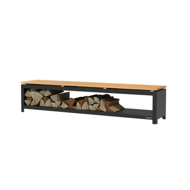 Banc de jardin rangement bois noir