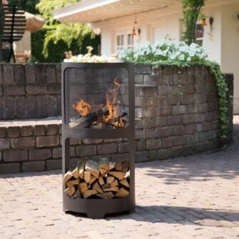 Feuerkorb mit Holzaufbewahrung 44cm 03