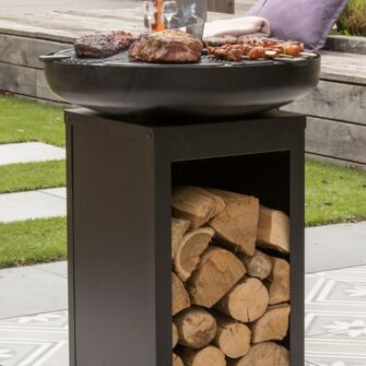 Feuerschale Plattengrill BBQ mit Holzlager 03