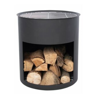 Fire barrel with grate and wood storage 45cm 02