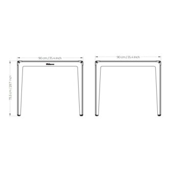 Table design cintrée 90 dimensions