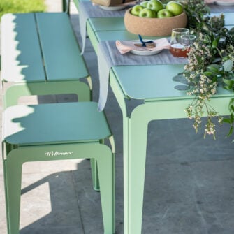 Bended garden table bench 03