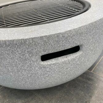 Plastic concrete look fire bowl BBQ handle