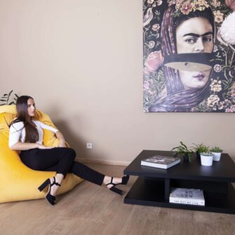 Sitzsack aus Samt gelb 03