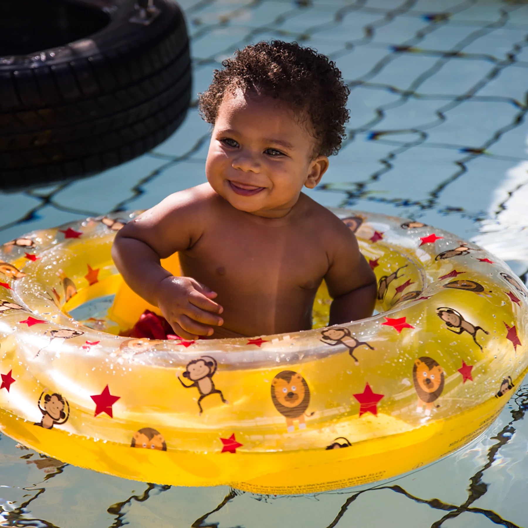 pool yellow with circus animal decoration