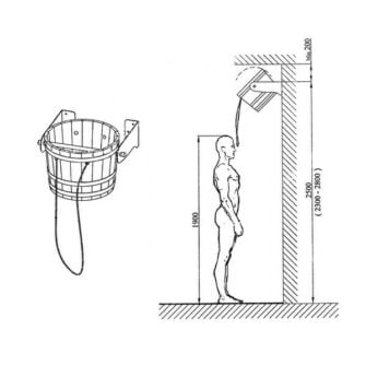 Outdoor shower tilting bucket installation dimensions