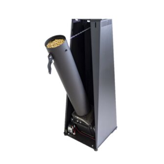 Pellet patio heating pellet reservoir
